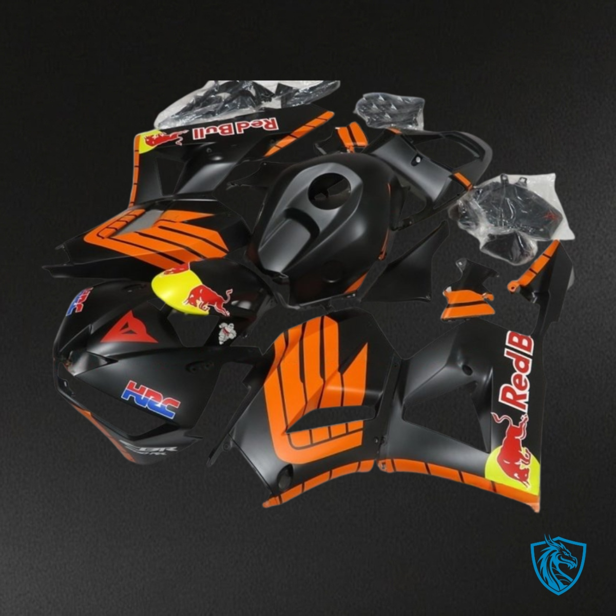 Honda CBR600RR (2013-2018) Matte  Black & Orange Red Bull - MERGEment Motorcycle Fairings Kit