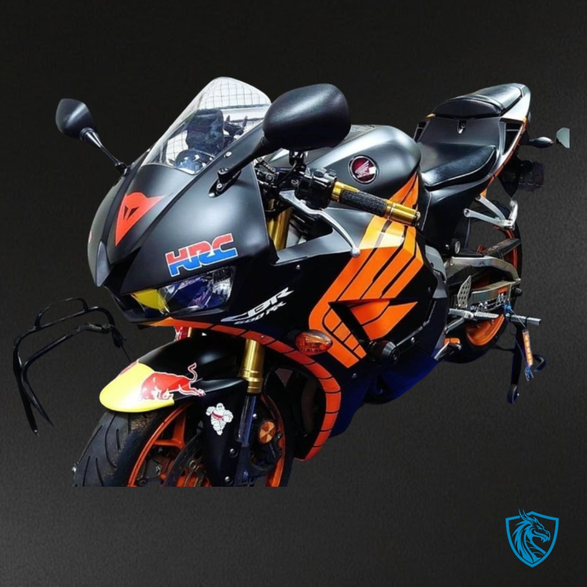 Honda CBR600RR (2013-2018) Matte  Black & Orange Red Bull - MERGEment Motorcycle Fairings Kit