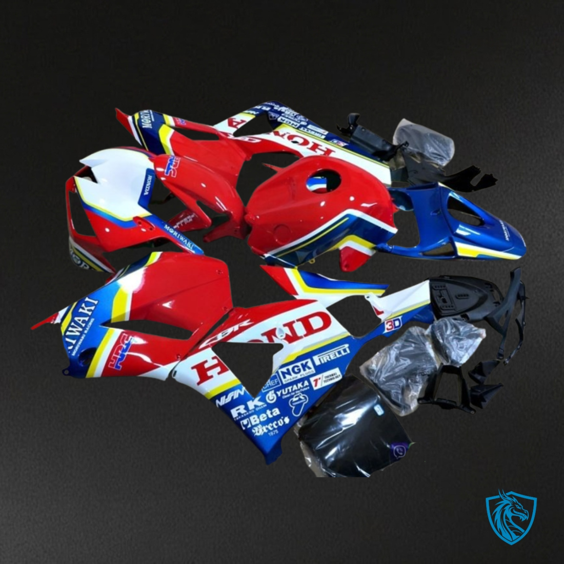 Honda CBR600RR (2013-2018) Gloss Red, Black & White - MERGEment Motorcycle Fairings Kit