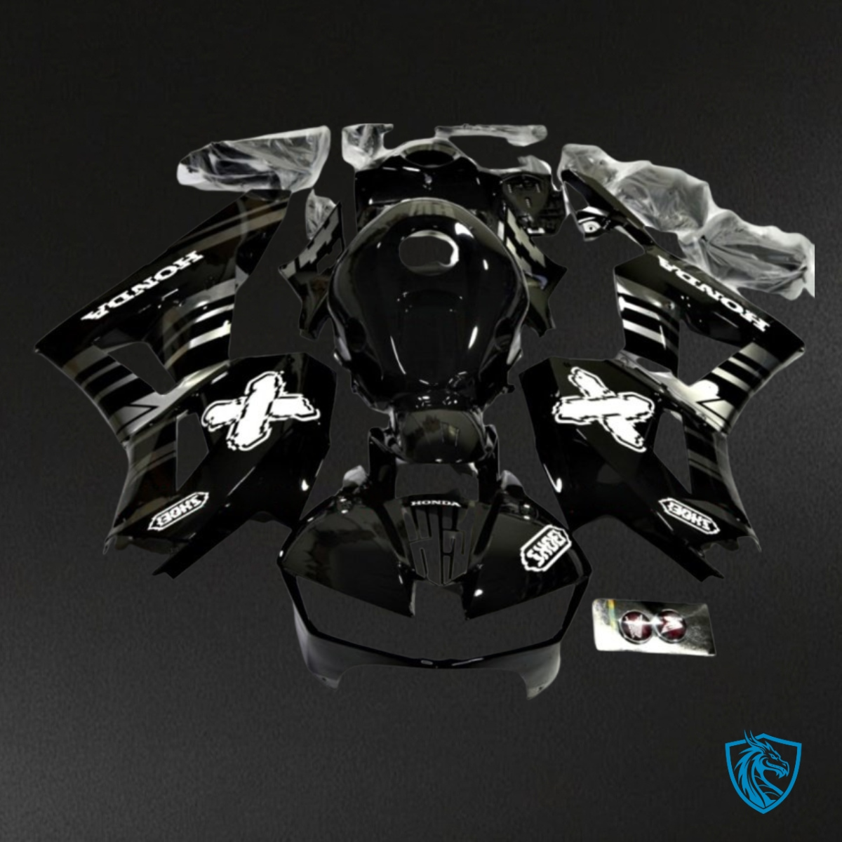 Honda CBR600RR (2013-2018) Black & White Gloss - Custom ABS Fairing Kit