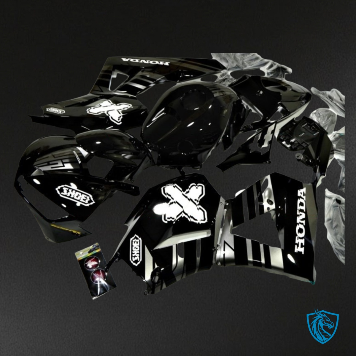 Honda CBR600RR (2013-2018) Black & White Gloss - Custom ABS Fairing Kit