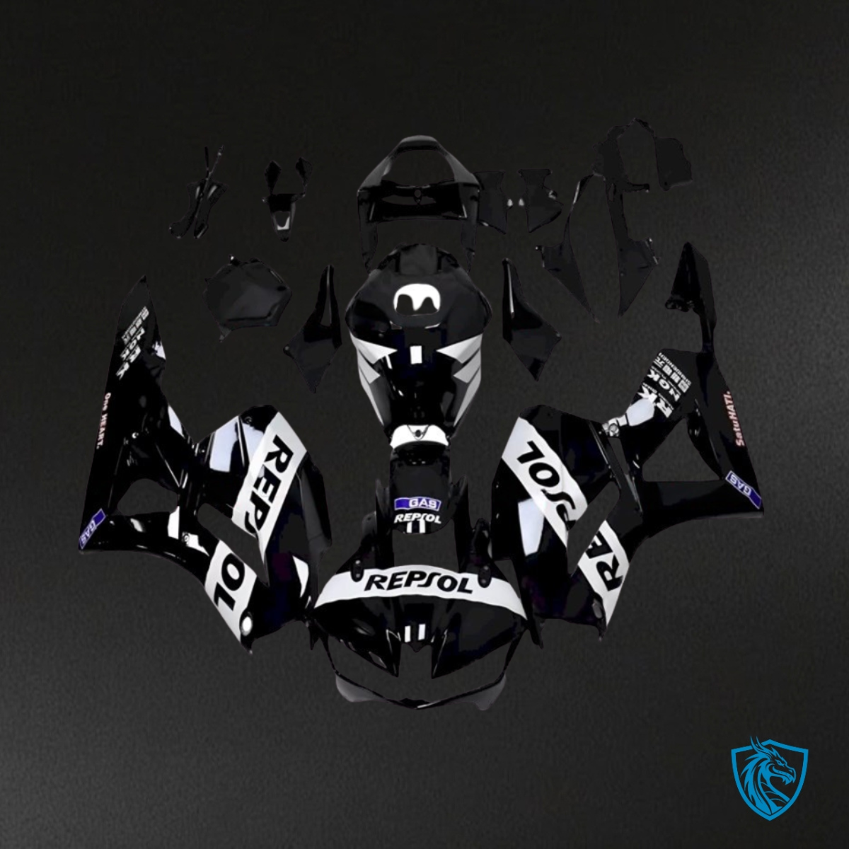 Honda CBR600RR (2013-2018) Black & White Repsol Glossy Fairing Kit | ABS Bodywork