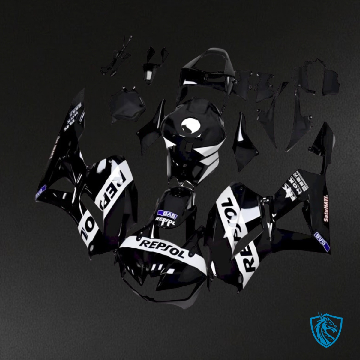 Honda CBR600RR (2013-2018) Black & White Repsol Glossy Fairing Kit | ABS Bodywork