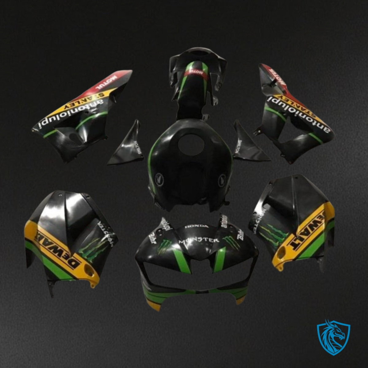 Honda CBR600RR (2013-2018) Black, Yellow & Green - Custom ABS Fairing Kit