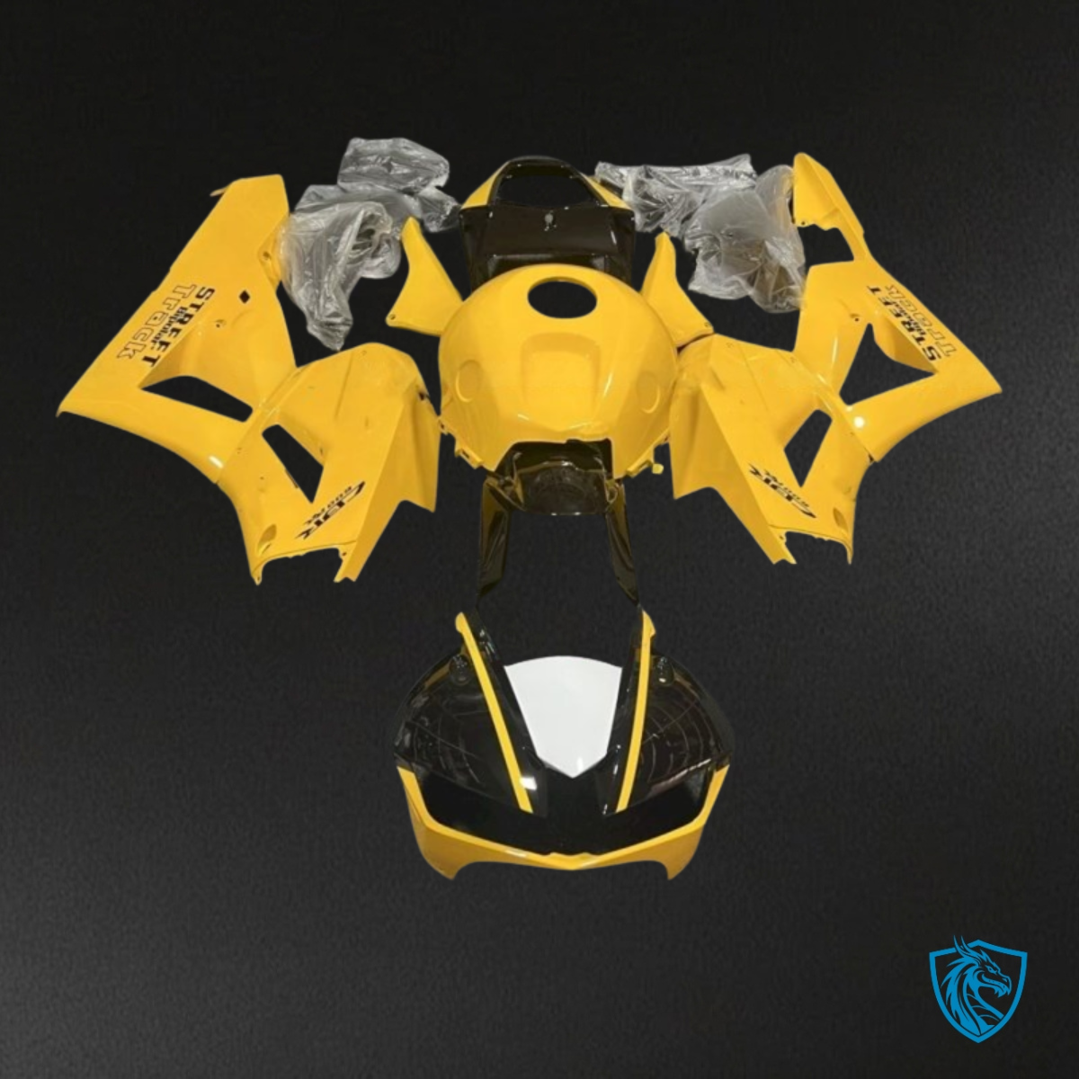 Honda CBR600RR (2013-2018) Black, Yellow & White with Logo – Custom ABS Fairing Kit