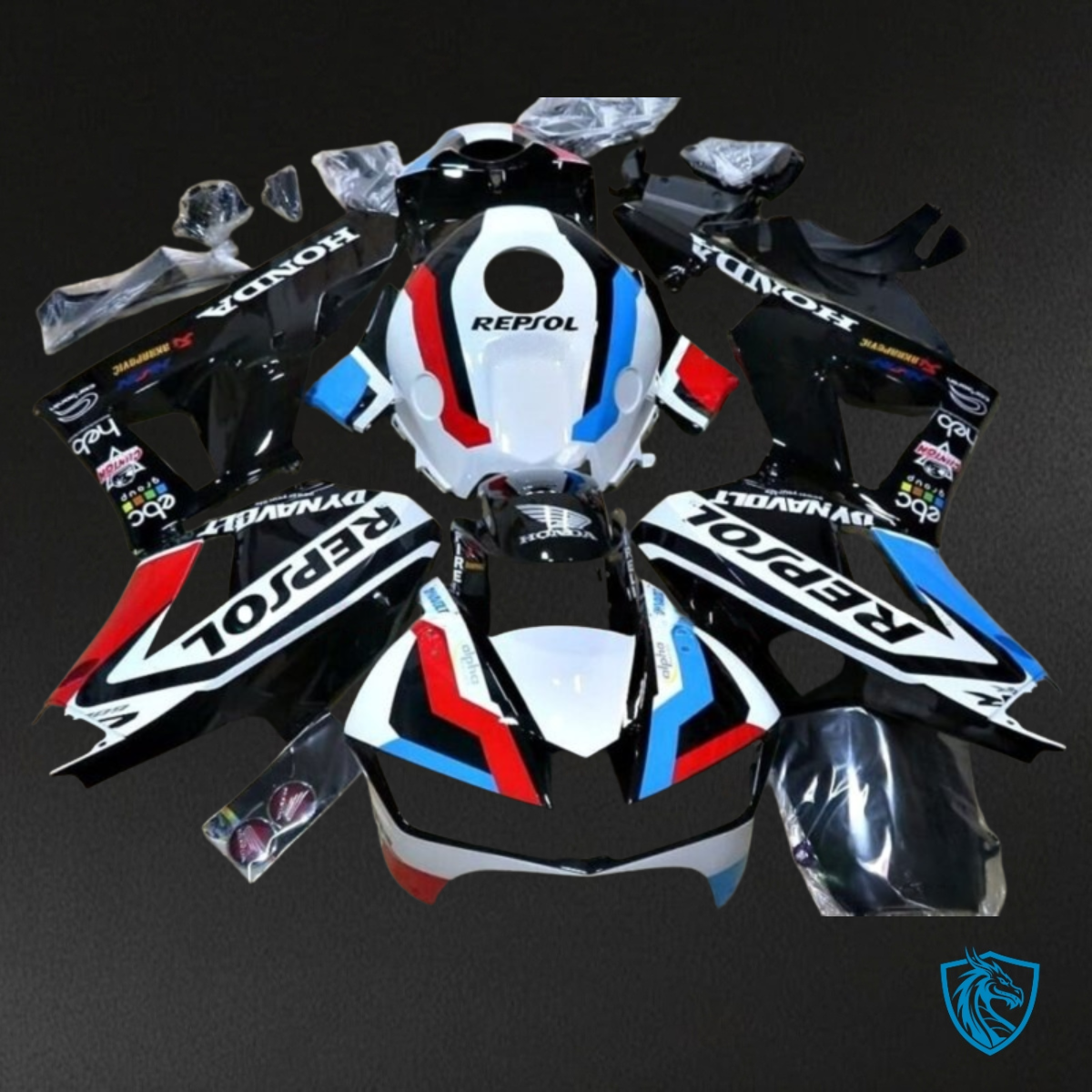Honda CBR600RR (2013-2018) Black & White Fairing Kit - Aftermarket ABS Bodywork