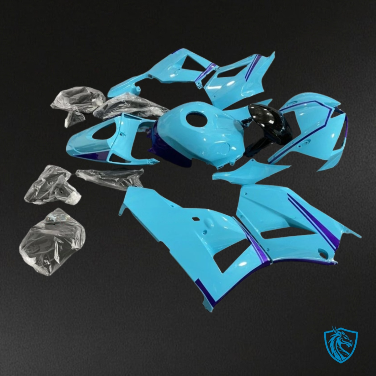 Honda CBR600RR (2013-2018) Light Blue & Black Gloss - Custom ABS Fairing Kit