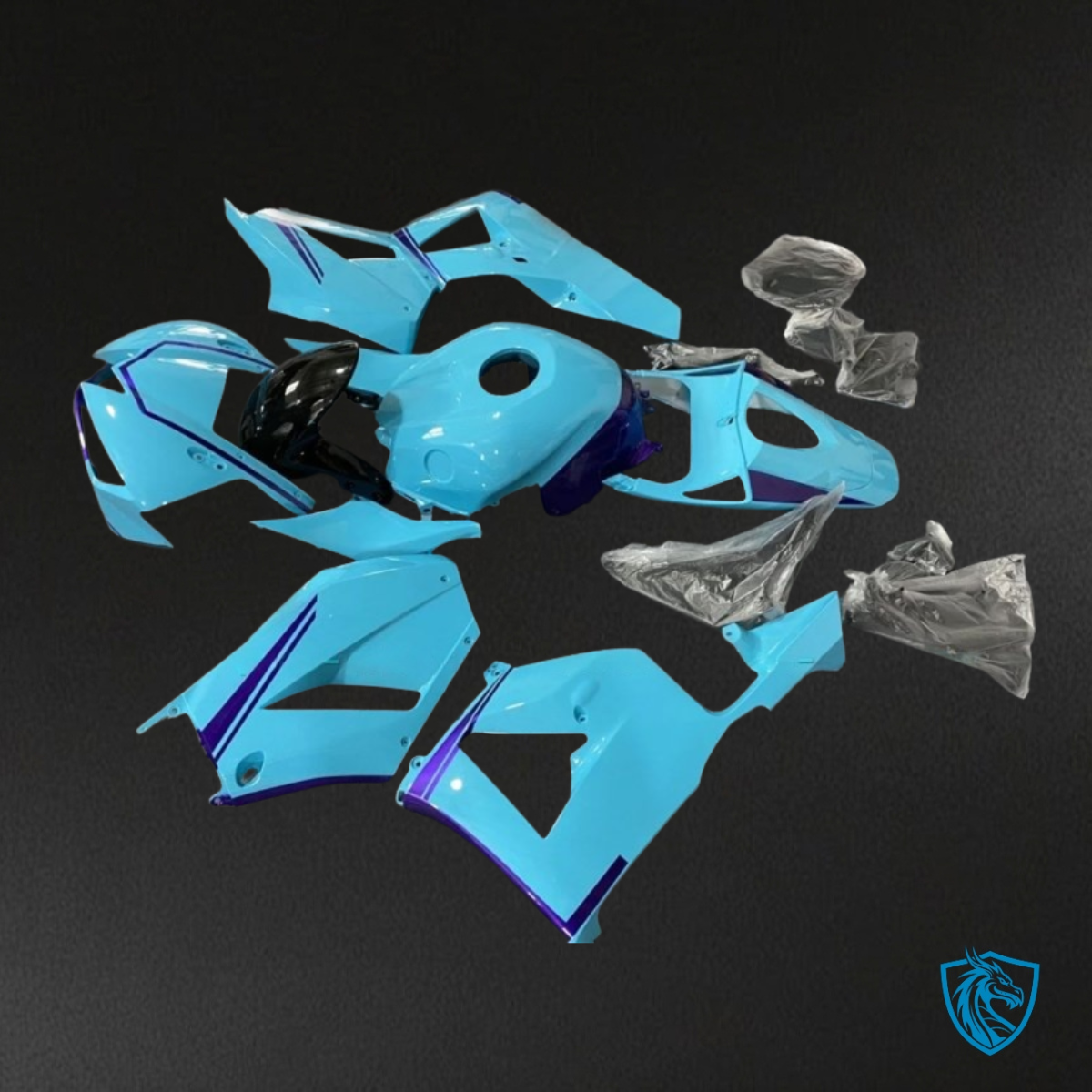 Honda CBR600RR (2013-2018) Light Blue & Black Gloss - Custom ABS Fairing Kit