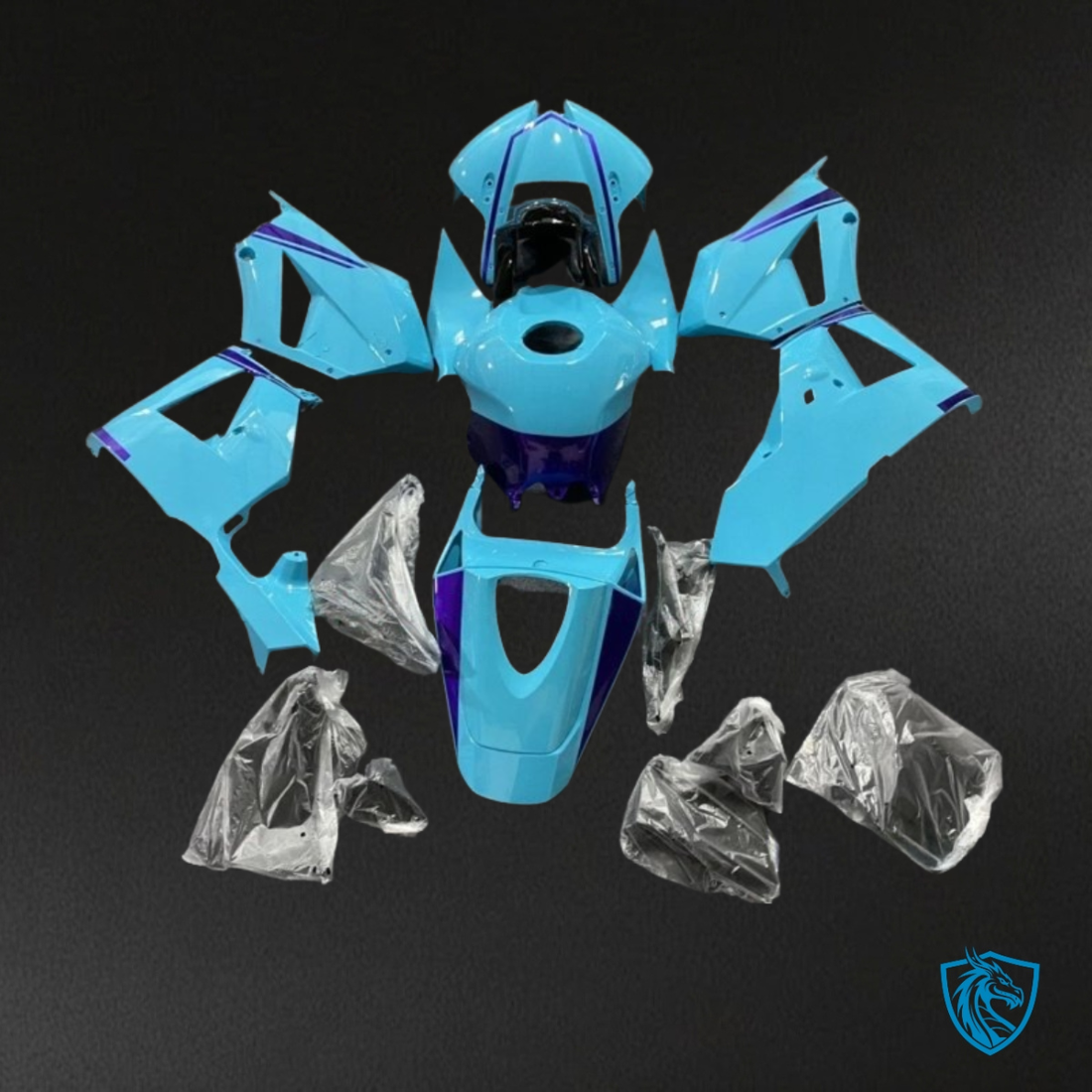 Honda CBR600RR (2013-2018) Light Blue & Black Gloss - Custom ABS Fairing Kit