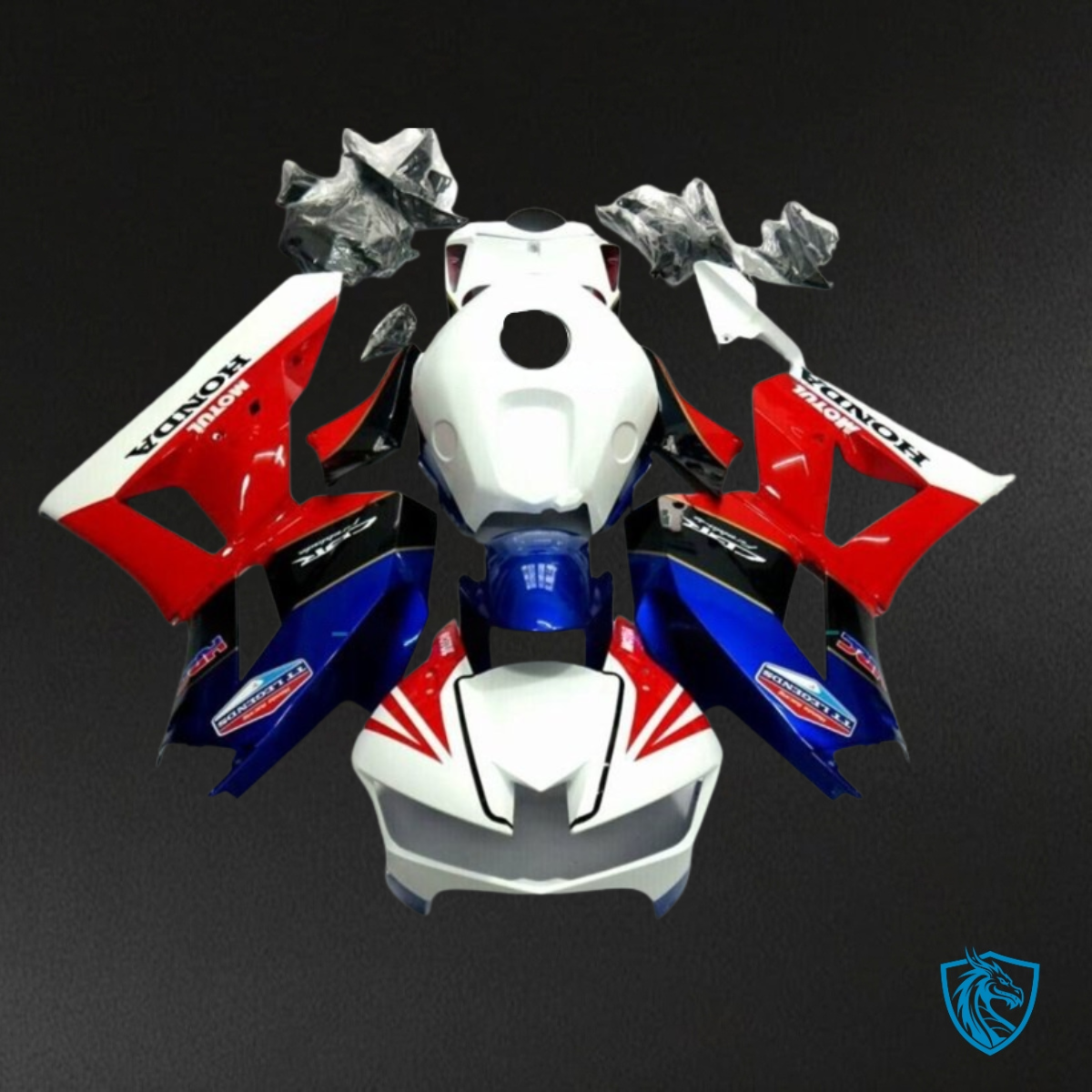 Honda CBR600RR (2013-2018) Gloss White, Red & Blue Fairing Kit - Aftermarket ABS Bodywork