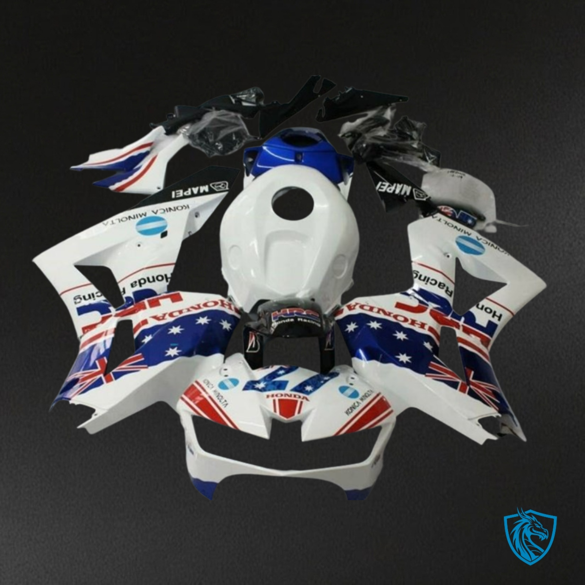 Honda CBR600RR (2013-2018) Glossy White & Blue - MERGEment Motorcycle Fairings Kit