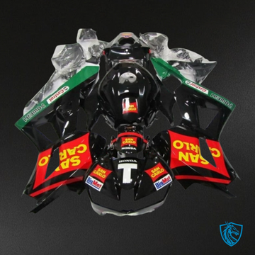 Honda CBR600RR (2013-2018) Gloss Black, Red & Green - Custom ABS Fairing Kit