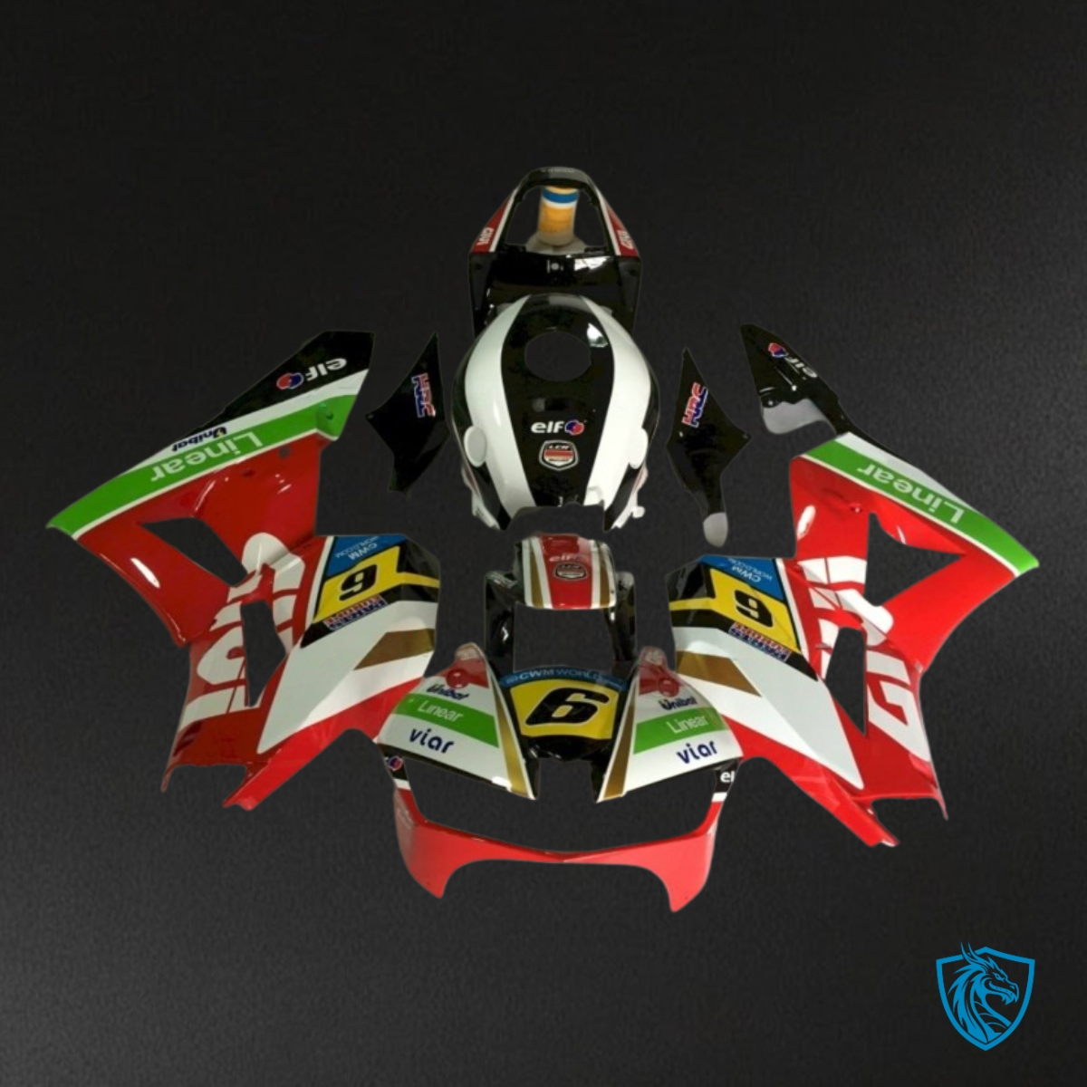 Honda CBR600RR (2013-2018) Green, White & Red GIVI - Custom ABS Fairing Kit