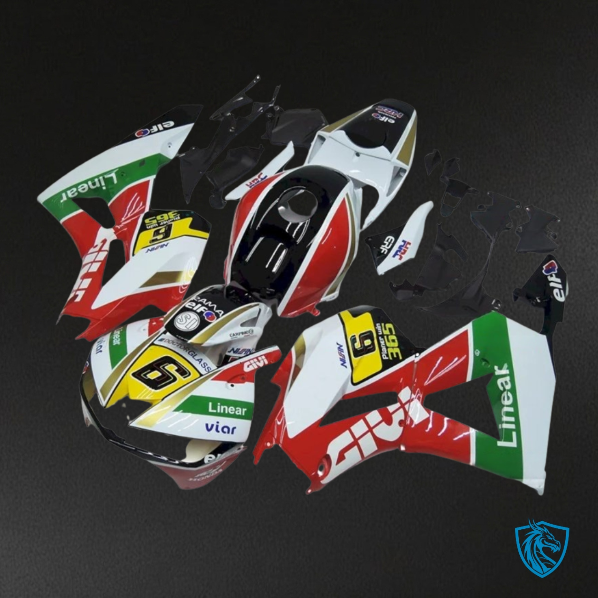 Honda CBR600RR (2013-2018) Green, White, Red & Black - MERGEment Motorcycle Fairings Kit