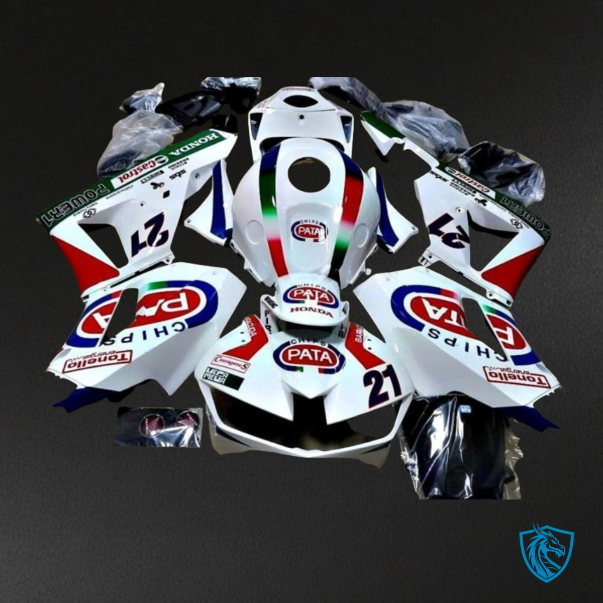 Honda CBR600RR (2013-2018) White & Red Pata Fairing Kit - Aftermarket ABS Bodywork