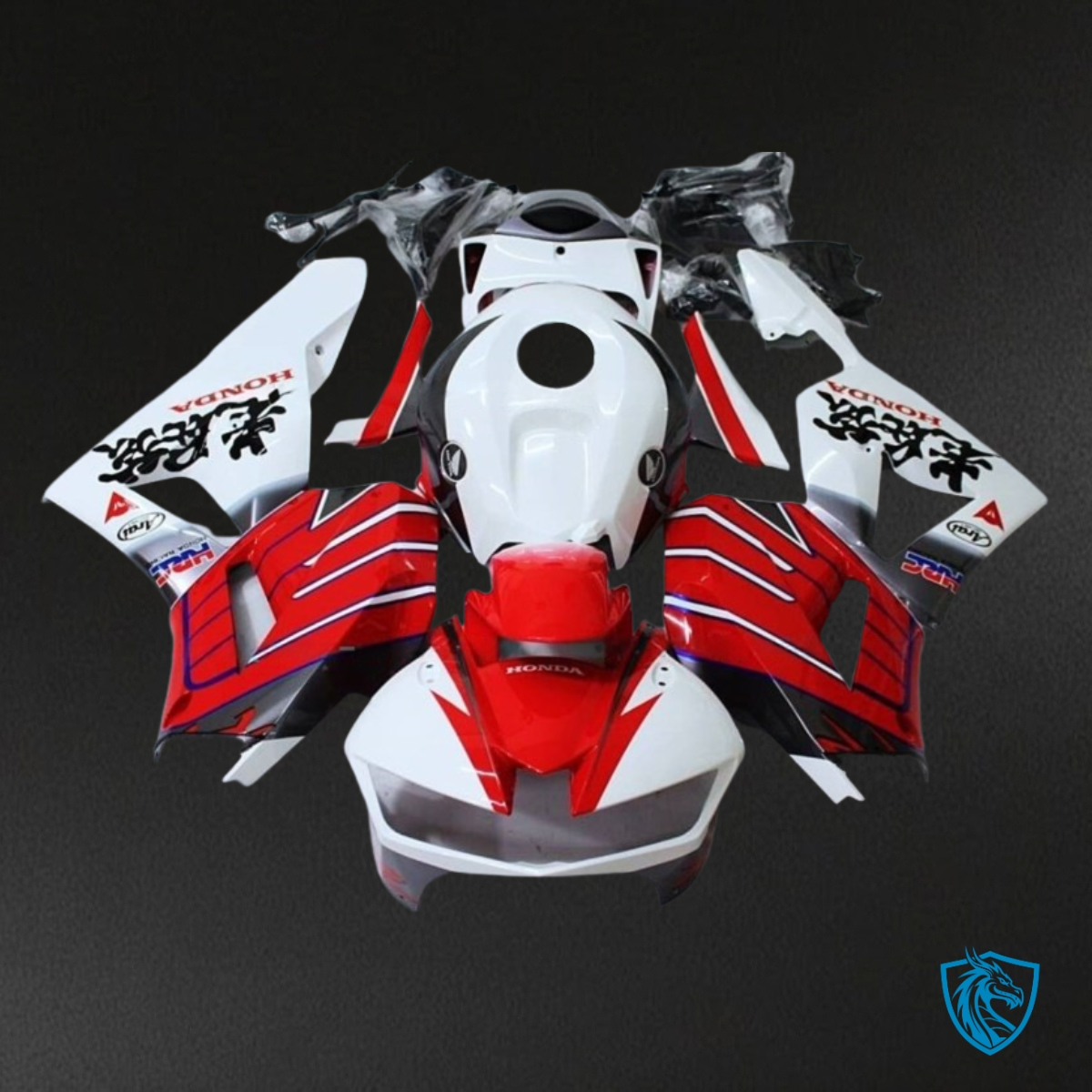 Honda CBR600RR (2013-2018) Red & White with Logo Fairing Kit - Aftermarket ABS Bodywork