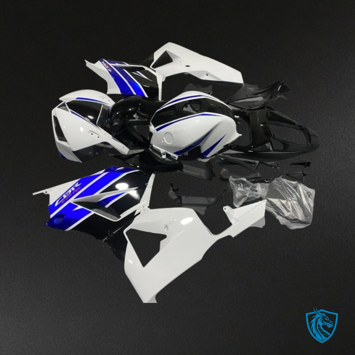 Honda CBR600RR (2013-2018) White, Black & Glossy Blue Fairing Kit | ABS Bodywork