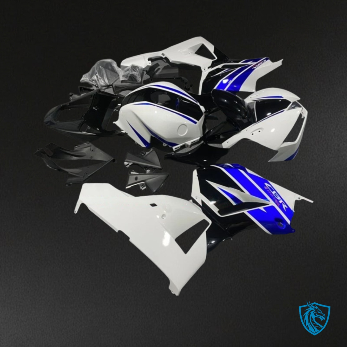 Honda CBR600RR (2013-2018) White, Black & Glossy Blue Fairing Kit | ABS Bodywork