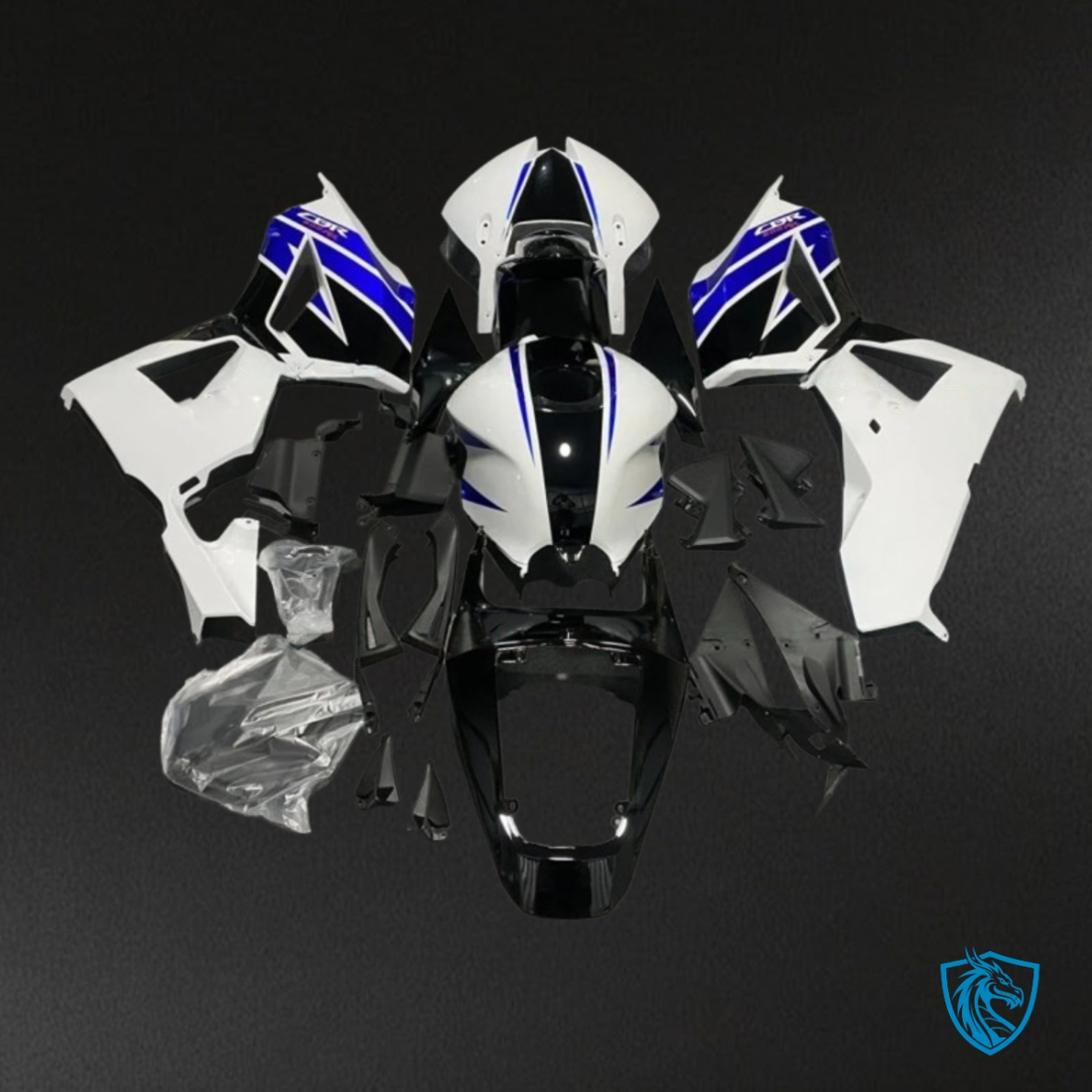 Honda CBR600RR (2013-2018) White, Black & Glossy Blue Fairing Kit | ABS Bodywork