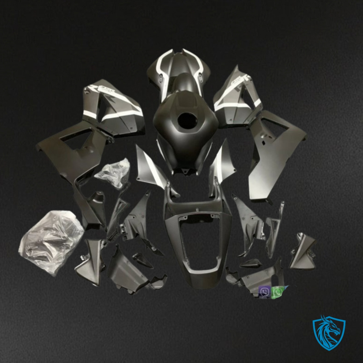 Honda CBR600RR (2013-2018) Black & Gray - Custom ABS Fairing Kit