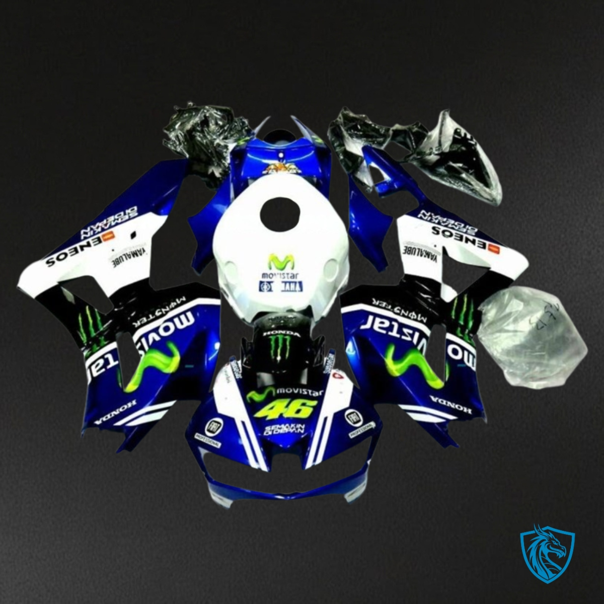 Honda CBR600RR (2013-2018) White, Blue & Black Movistar Fairing Kit - Aftermarket ABS Bodywork
