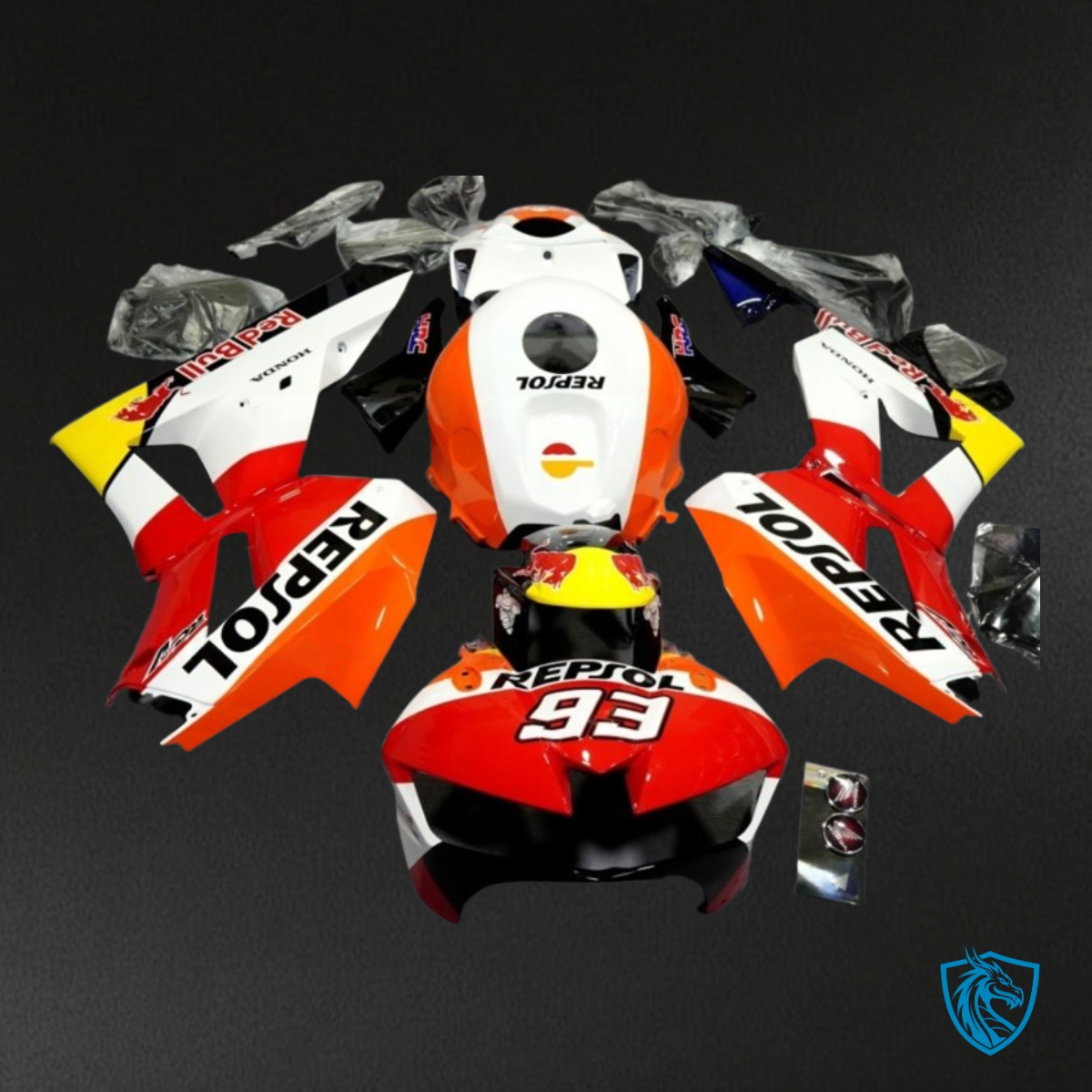 Honda CBR600RR (2013-2018) White, Red & Orange Repsol - MERGEment Motorcycle Fairings Kit