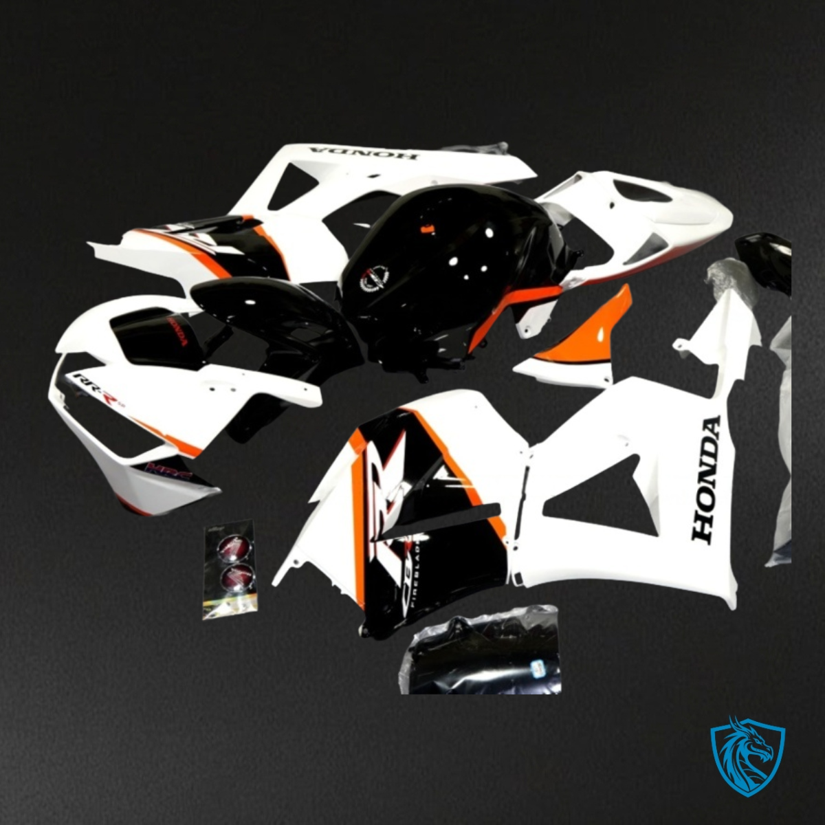 Honda CBR600RR (2003-2004) Red, Black & White Fairing Kit - Aftermarket ABS Bodywork