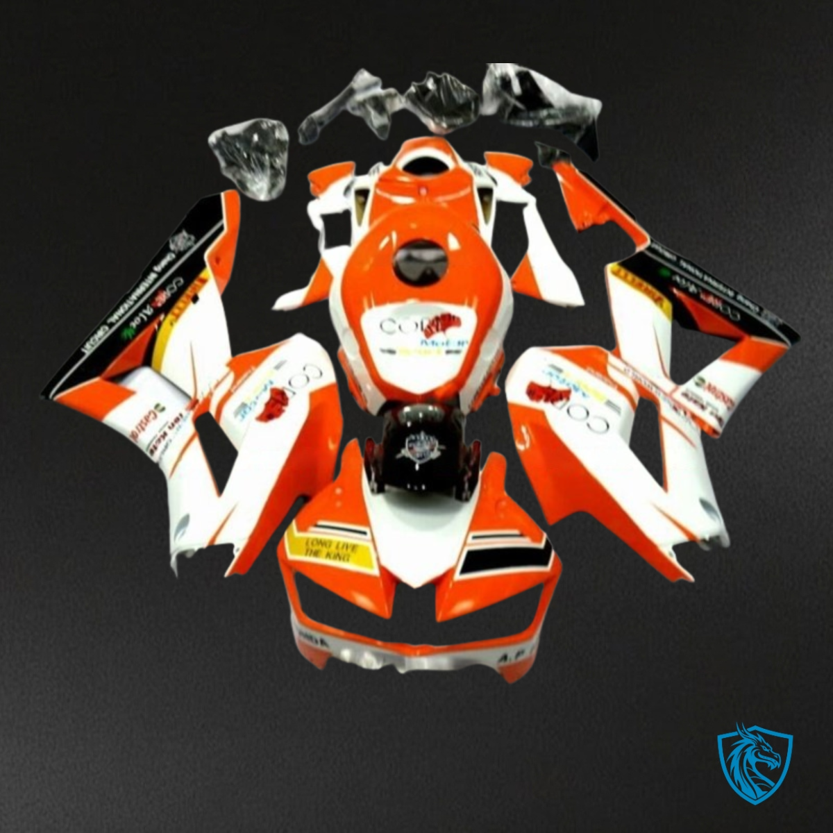 Honda CBR600RR (2013-2018) Orange, White & Gloss Black – Custom ABS Fairing Kit