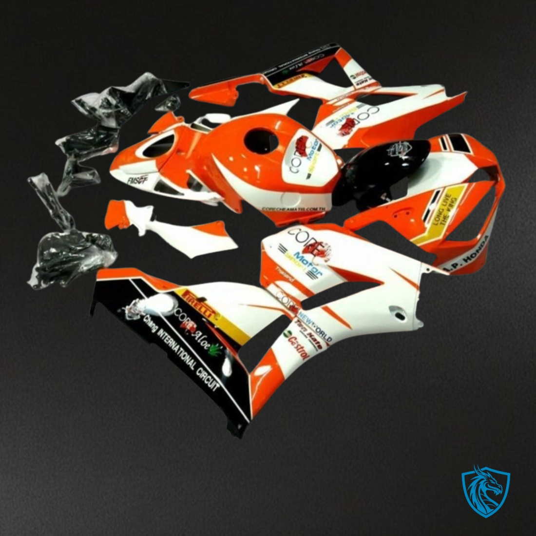 Honda CBR600RR (2013-2018) Orange, White & Gloss Black – Custom ABS Fairing Kit
