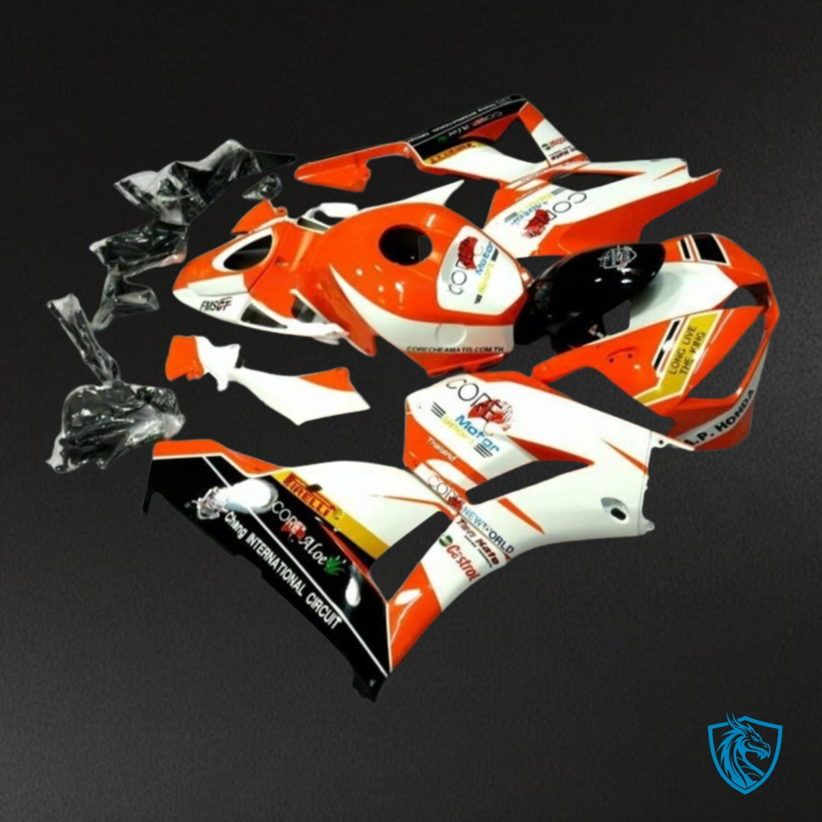 Honda CBR600RR (2013-2018) Black, Orange & Glossy White Fairing Kit | ABS Bodywork