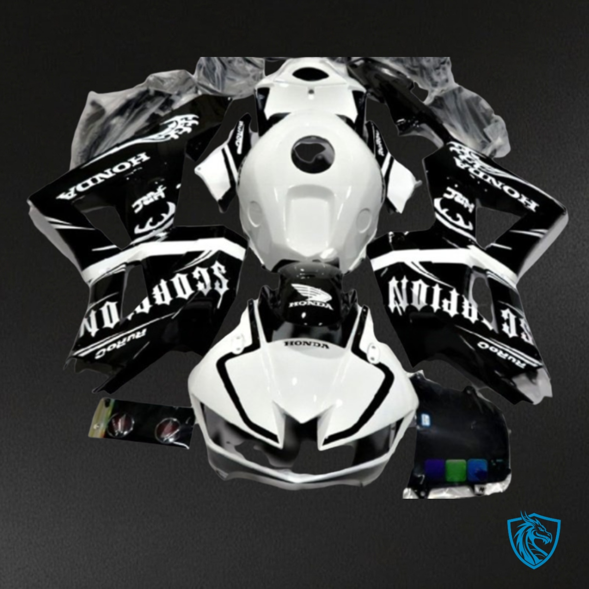 Honda CBR600RR (2013-2018) Glossy White & Black Fairing Kit | ABS Bodywork