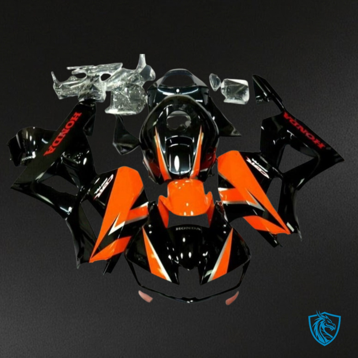 Honda CBR600RR (2013-2018) Glossy Orange & Black - Custom ABS Fairing Kit