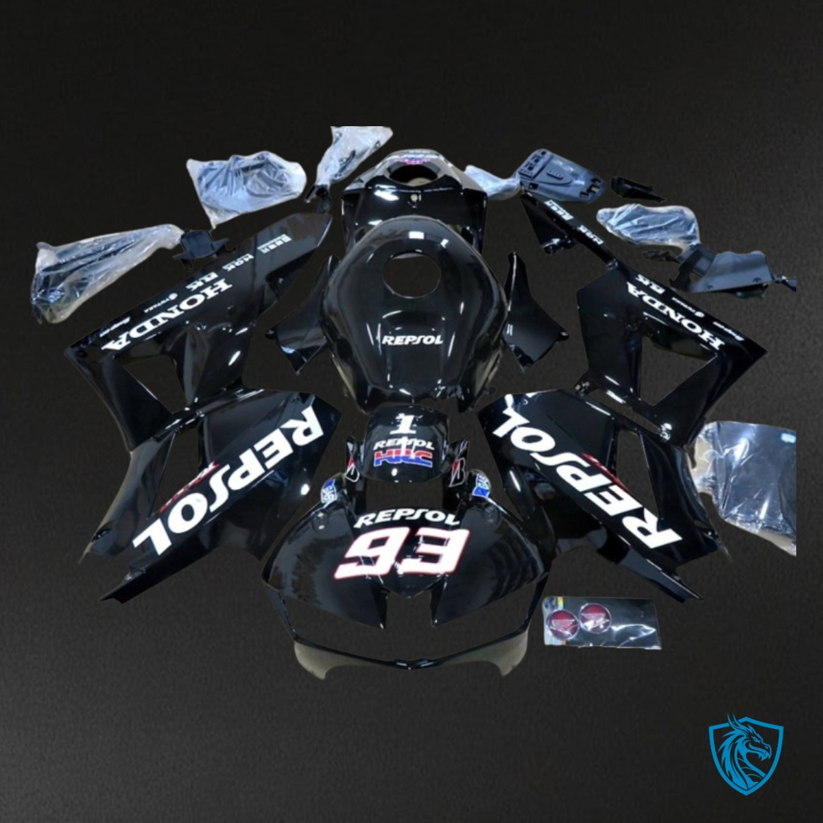 Honda CBR600RR (2013-2018) Gloss Black & White Repsol Fairing Kit | ABS Bodywork
