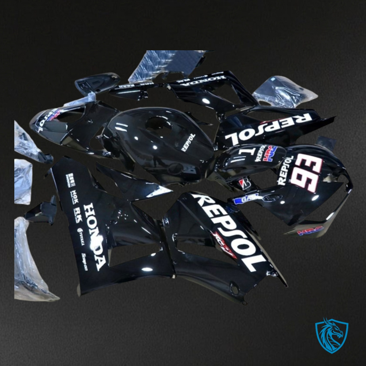 Honda CBR600RR (2013-2018) Gloss Black & White Repsol Fairing Kit | ABS Bodywork