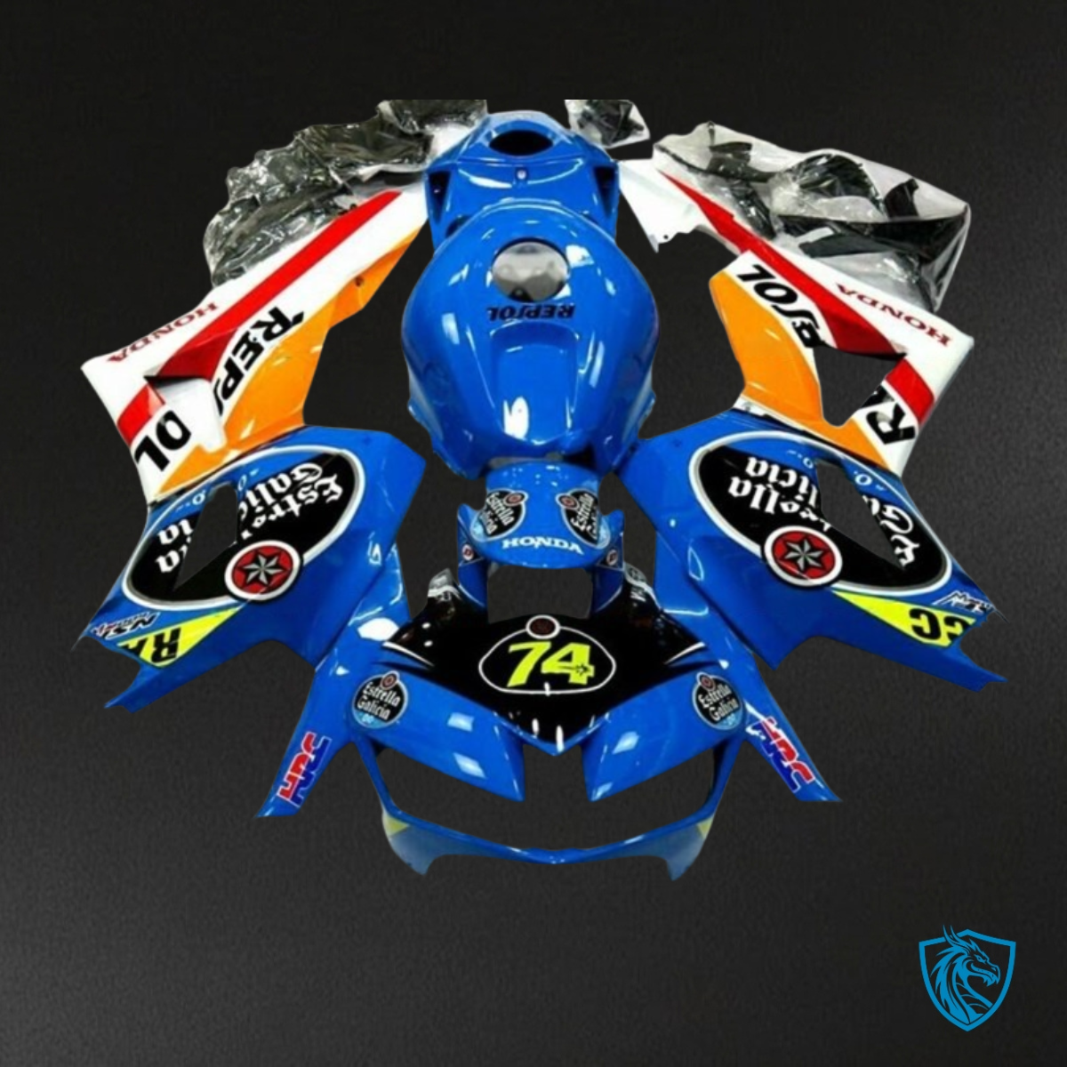 Honda CBR600RR (2013-2018) White, Blue & Orange Repsol Fairing Kit - Aftermarket ABS Bodywork
