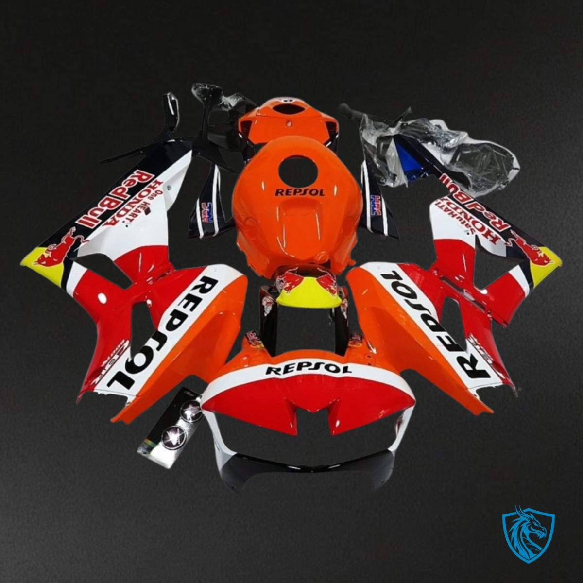 Honda CBR600RR (2013-2018) Repsol Orange, Red & Black Fairing Kit - Aftermarket ABS Bodywork