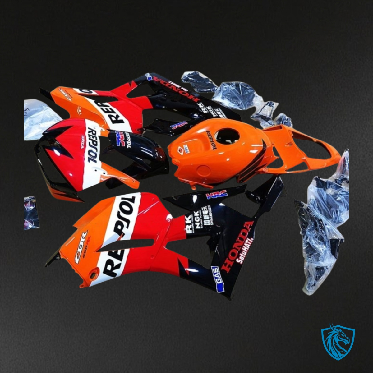 Honda CBR600RR (2013-2018) Repsol Orange, Red & Black - Custom ABS Fairing Kit