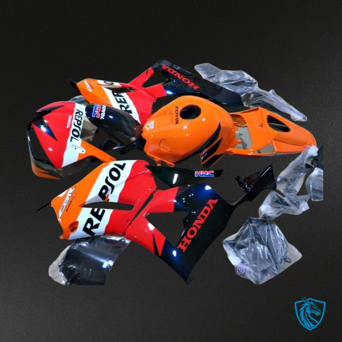 Honda CBR600RR (2013-2018) Repsol Glossy Orange, Red & Black - MERGEment Motorcycle Fairings Kit