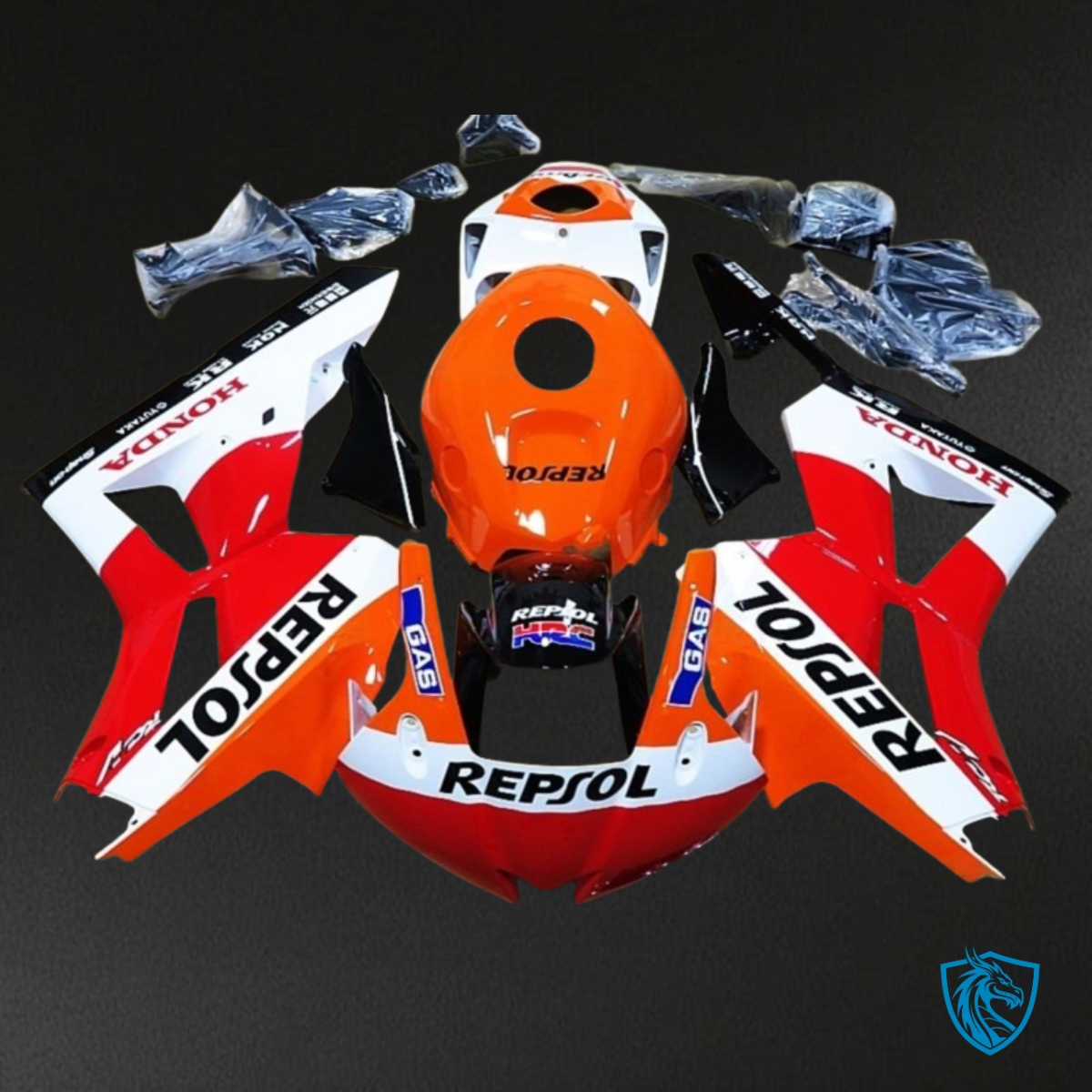 Honda CBR600RR (2003-2004) Orange, Black, Red & White Fairing Kit - Aftermarket ABS Bodywork