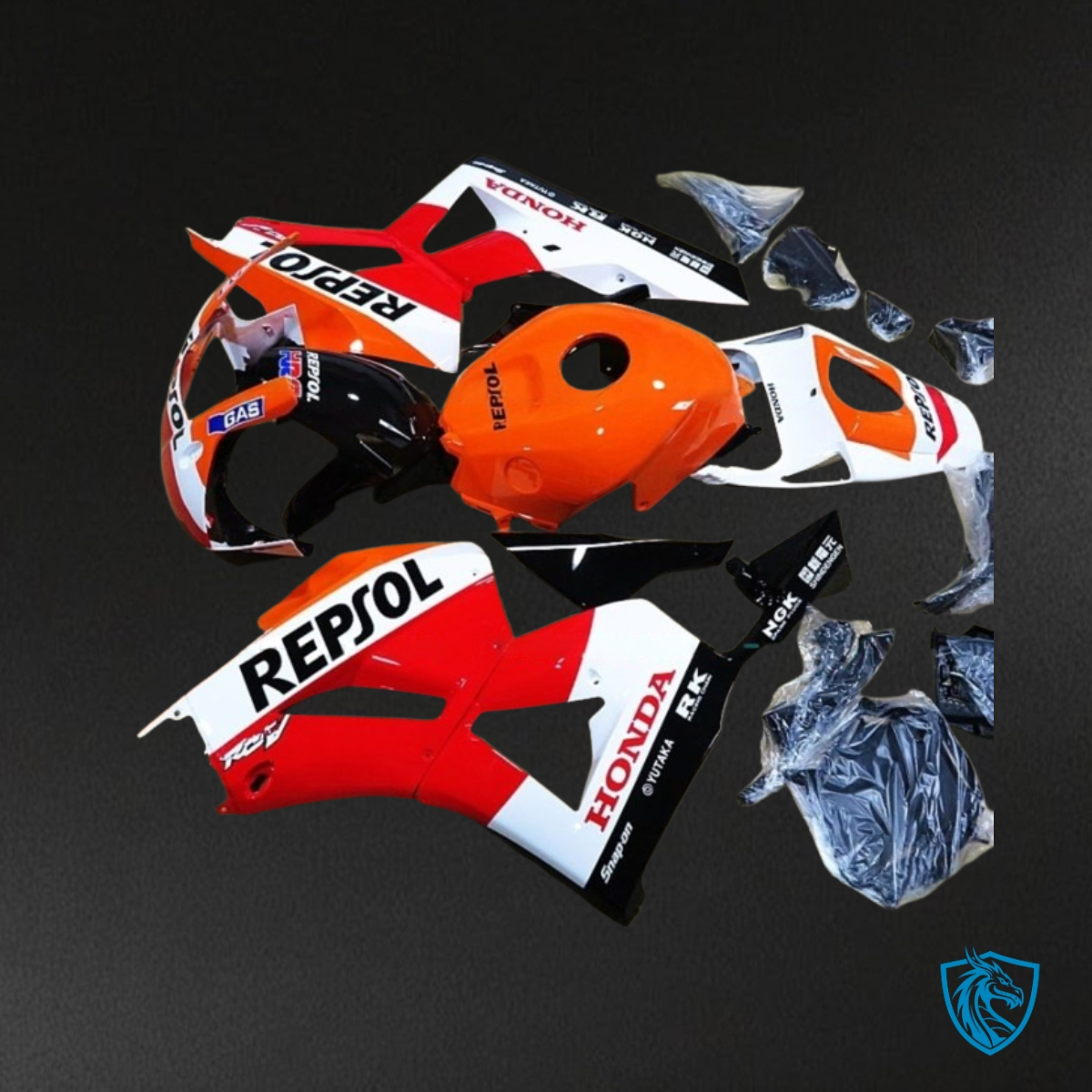 Honda CBR600RR (2003-2004) Orange, Black, Red & White Fairing Kit - Aftermarket ABS Bodywork