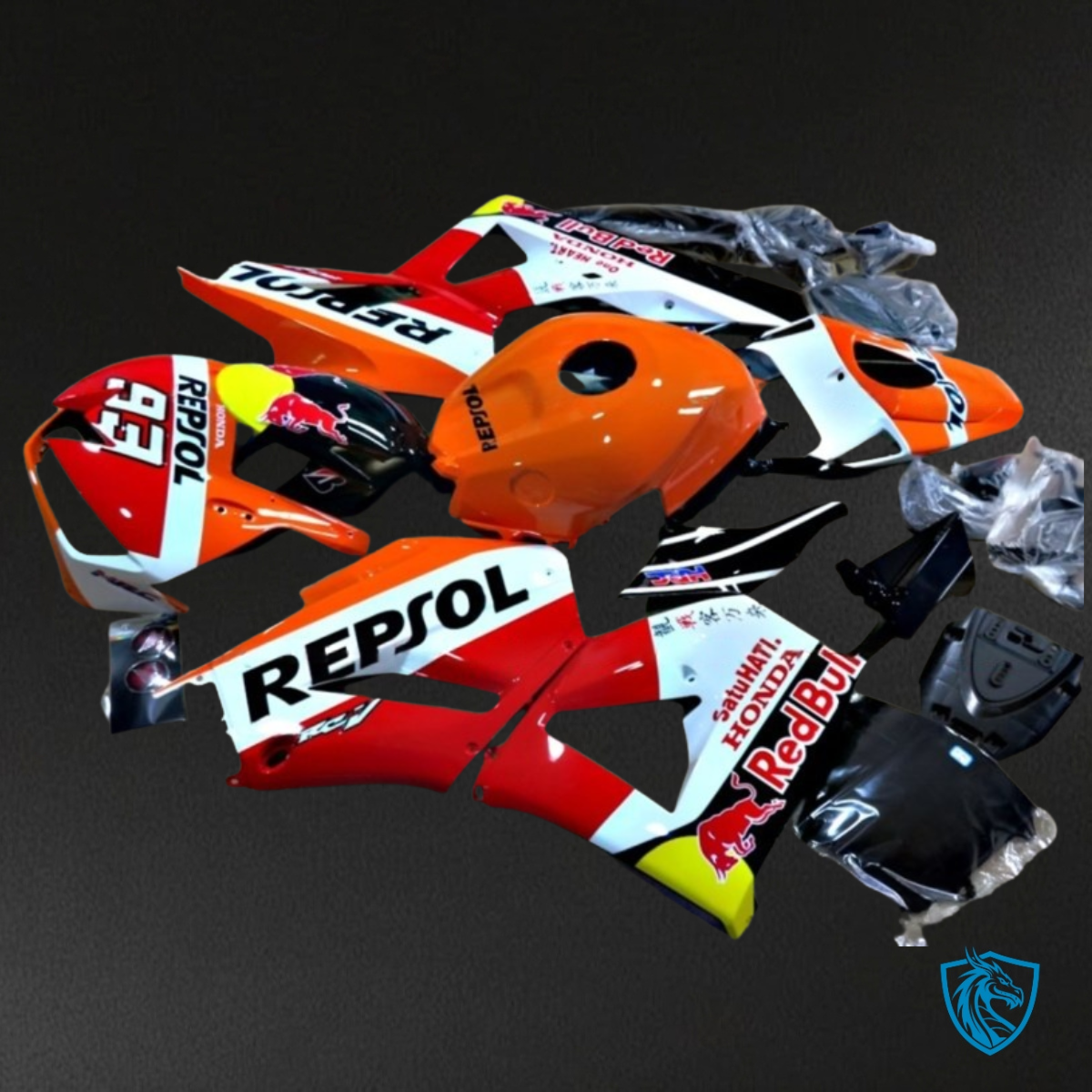Honda CBR600RR (2013-2018) Repsol Orange, Red & Black – MERGEment Motorcycle Fairings Kit