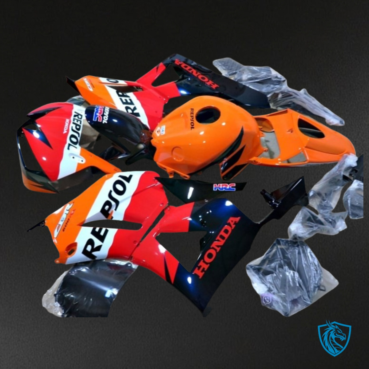 Honda CBR600RR (2013-2018) Repsol White, Orange, Red & Black – Custom ABS Fairing Kit