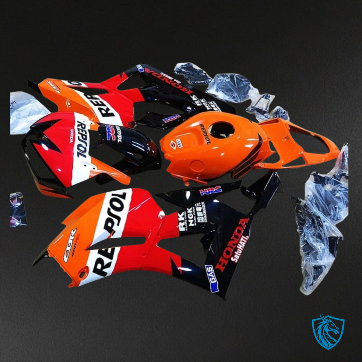 Honda CBR600RR (2013-2018) Repsol Orange, Red & Black Fairing Kit – Aftermarket ABS Bodywork