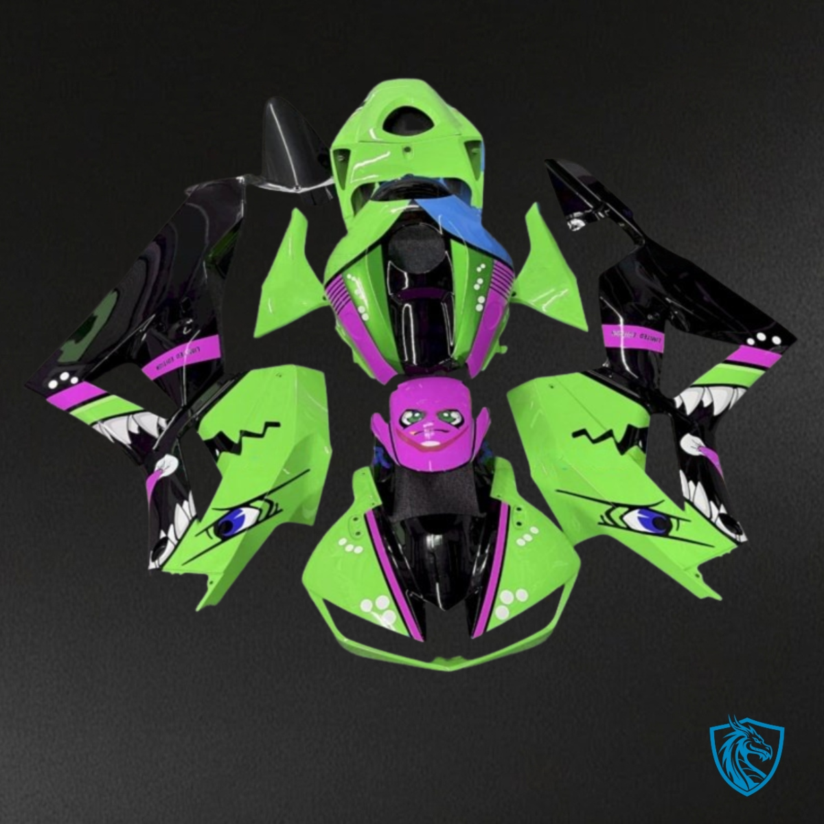 Honda CBR600RR (2013-2018) Green, Black & Pink Shark Fairing Kit | ABS Bodywork