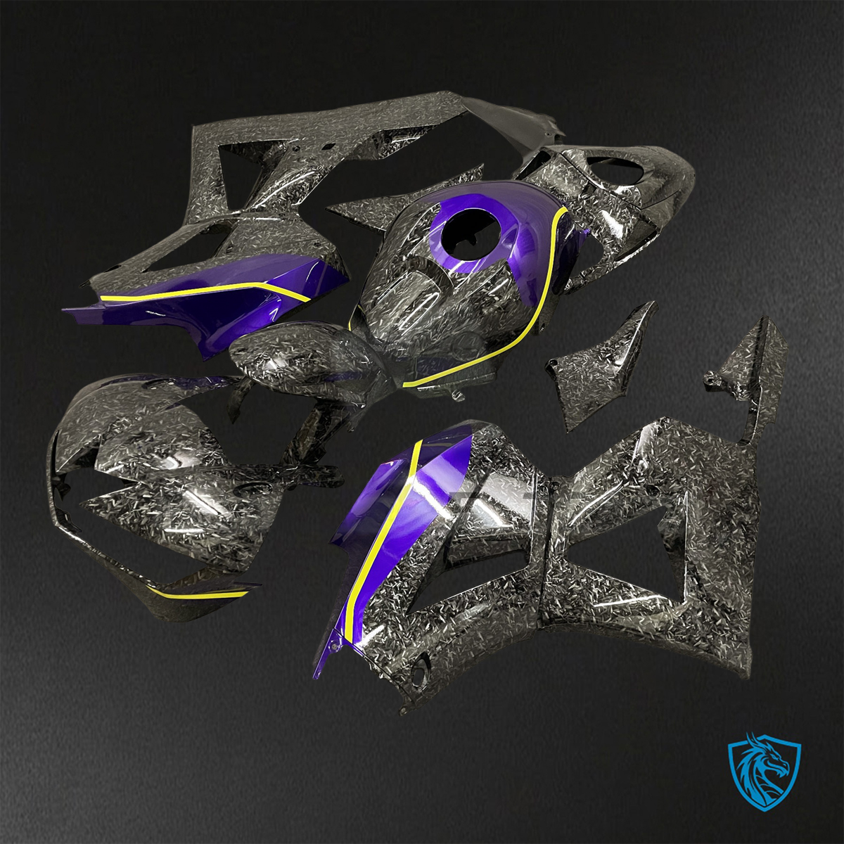 Honda CBR600RR (2013-2025) Black & Purple Carbon Fiber - Custom ABS Fairing Kit