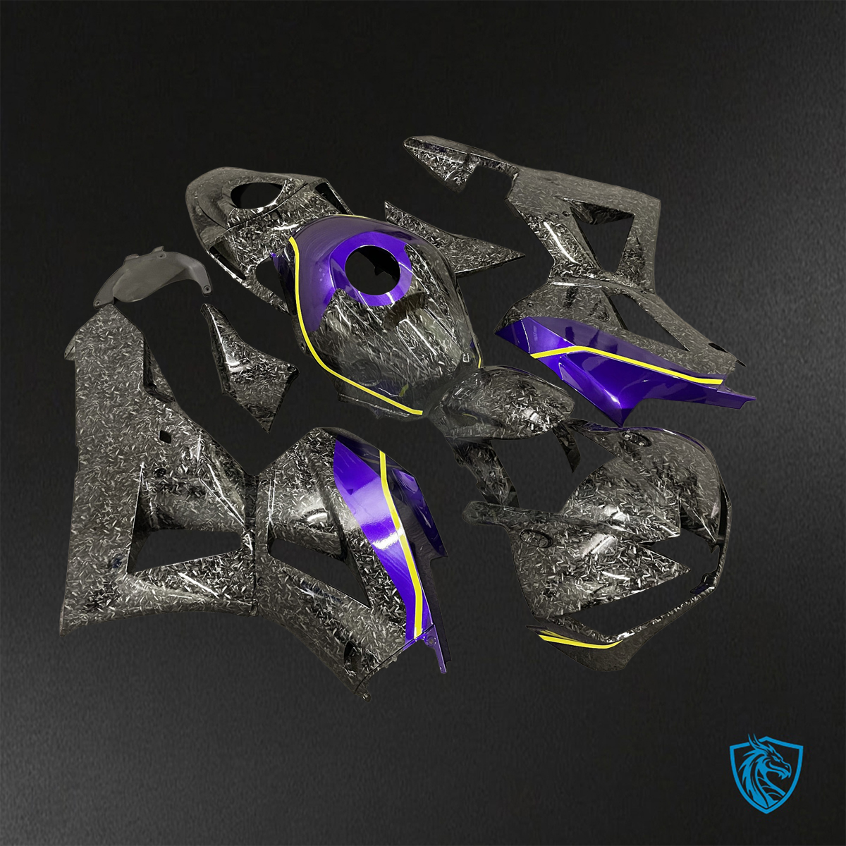 Honda CBR600RR (2013-2025) Black & Purple Carbon Fiber - Custom ABS Fairing Kit