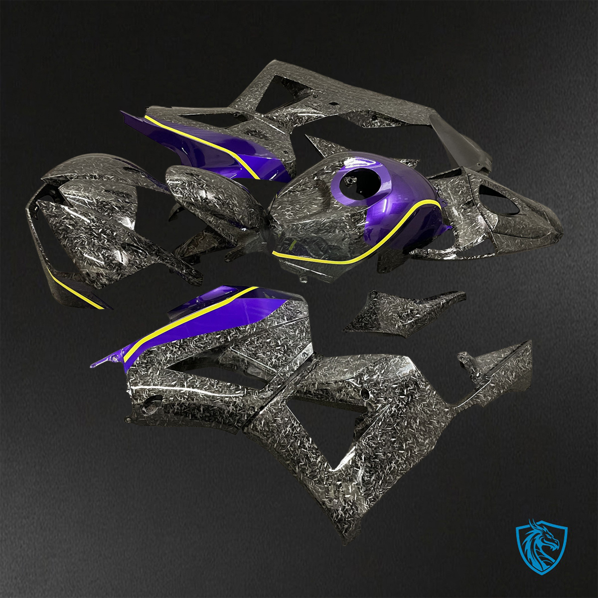 Honda CBR600RR (2013-2025) Black & Purple Carbon Fiber - Custom ABS Fairing Kit