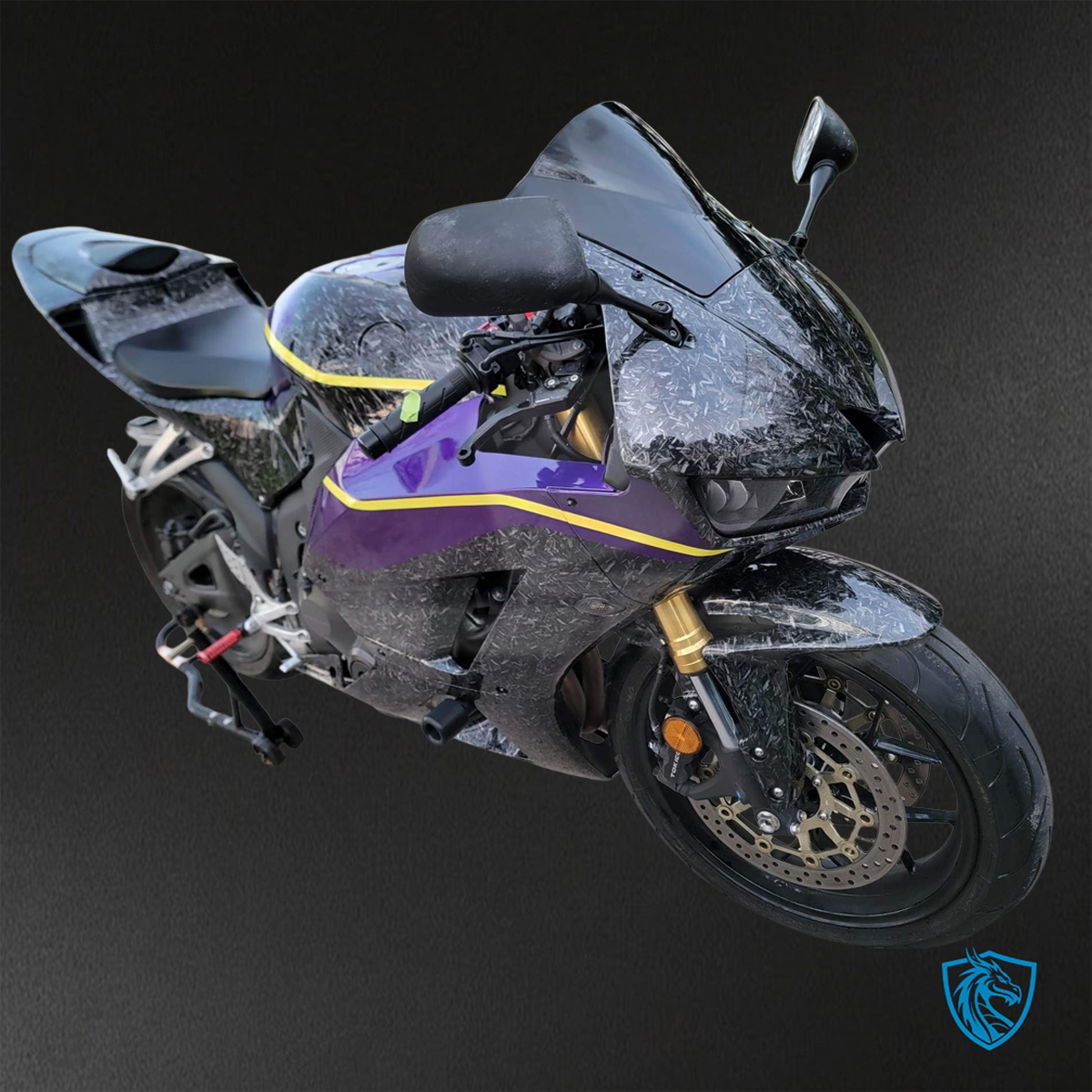 Honda CBR600RR (2013-2025) Black & Purple Carbon Fiber - Custom ABS Fairing Kit
