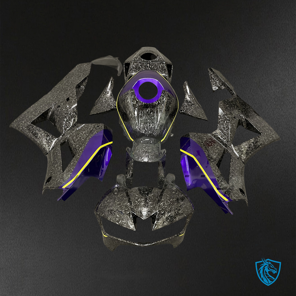 Honda CBR600RR (2013-2025) Black & Purple Carbon Fiber - Custom ABS Fairing Kit