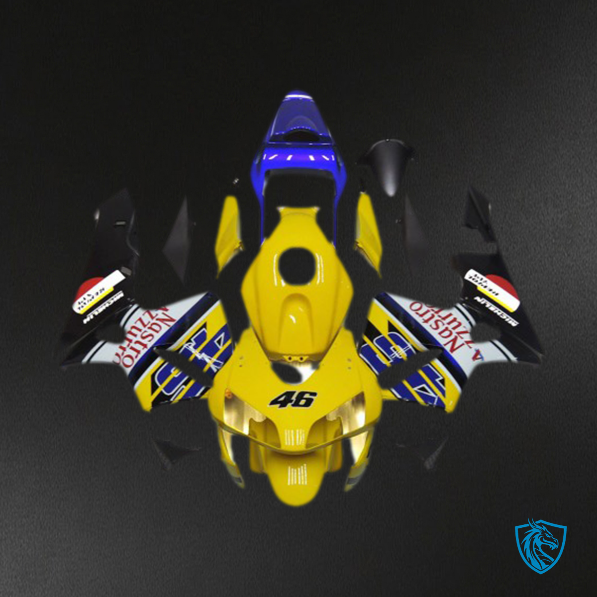 Honda CBR600RR 46 (2003-2004) Yellow Nastro Azzurro Motorcycle - Custom ABS Fairing Kit